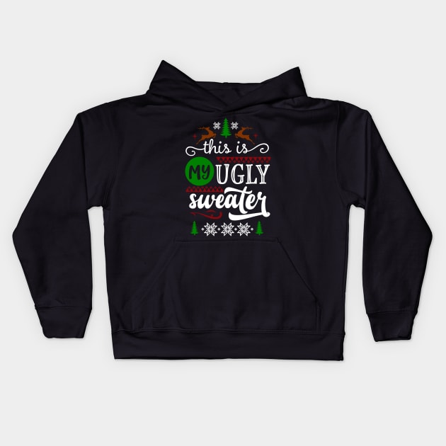 Ugly Christmas Sweater Kids Hoodie by TSHIRT PLACE